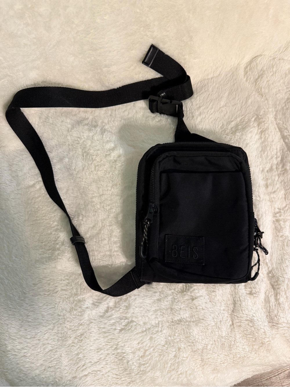 BEIS Black Compact Sling Bag with Front Pocket